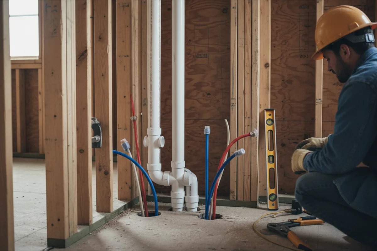 Drain and supply rough-in during Drain Cleaning in Orderville